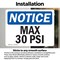 Signmission Max 30 PSI, 10 in W x Rectangle, Vinyl Decal OS-2PACK-NS-D-710-L-14155 - alternate 2